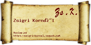 Zsigri Kornél névjegykártya